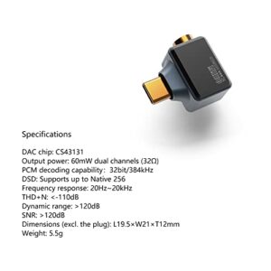 DD ddHiFi TC44A USB-C / Type-C to 4.4mm Single-Ended Headphone Jack Adapter, Audio Converter for Earphones / Headphones