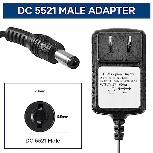 Saker Mini Cordless Polisher Charger - 1 Charger Only, DC 5521 Male Adapter, Input：100-240V~50/60Hz 0.5A, Output：12V-600mA