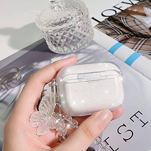 Compatible Butterfly Airpods Pro 2 2022,Airpods Pro 2nd Generation, Airpods Pro 2 Case Clear Cute Cover with Beaded Keychain for Women Girls (Airpod Pro 2 )