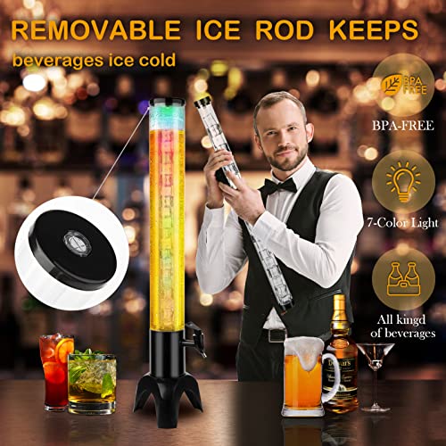 3L/100oz Mimosa Tower Dispenser with Ice Tube and Led Light, Tabletop Drink Tower Dispenser for Beer, Margarita, Liquor, Beverage