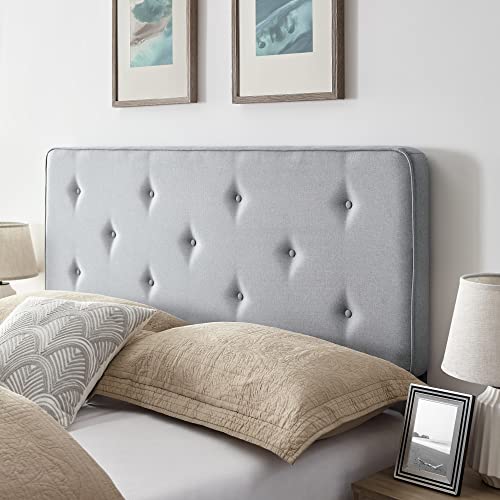 Classic Brands Maxwell Tufted Upholstered Headboard, Light Grey, Queen