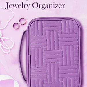 Luxtude Travel Jewelry Organizer Case PU Leather, Small Jewelry Storage Organizer Roll Bag for Women, Portable Large Capacity Jewelry Case for Necklaces, Earrings, Rings, Bracelets (Purple)