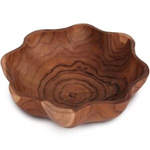 curawood teak root bowl for distinctive decor - authentic artisan handcrafted wooden bowls for food - wooden decorative bowl for tabletop display - serving wooden fruit bowl for kitchen counter - 12"