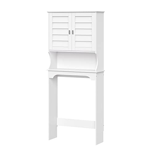 RiverRidge Brookfield Bathroom Shutter Door Over-The-Toilet Spacesaver Freestanding Storage Cabinet, White