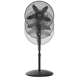 Lasko 18" Oscillating 4-Speed Large Room Pedestal Fan with Remote Control Adjustable Height Durable Metal Grill Great for Office, School and Home S18605, Black (Renewed)