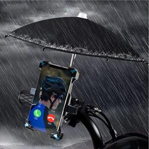 Phone Holder for Bike with Mini Sunshade Umbrella Bicycle Handlebar Phone Mount Rainproof Bicycle Phone Stand Clip-red