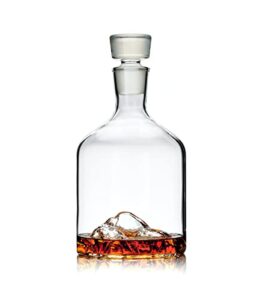 whiskey peaks half dome decanter, 44 fl oz, glassblown, lead-free crystal with stopper