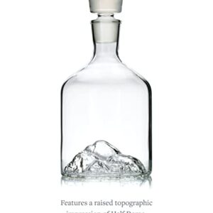 Whiskey Peaks Half Dome Decanter, 44 fl oz, Glassblown, Lead-Free Crystal with Stopper