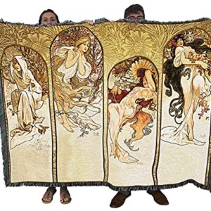 Pure Country Weavers The Seasons Vintage Fine Art Poster Blanket by Alphonse Marie Mucha - Gift Tapestry Throw Woven from Cotton - Made in The USA (72x54)
