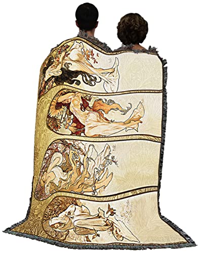 Pure Country Weavers The Seasons Vintage Fine Art Poster Blanket by Alphonse Marie Mucha - Gift Tapestry Throw Woven from Cotton - Made in The USA (72x54)