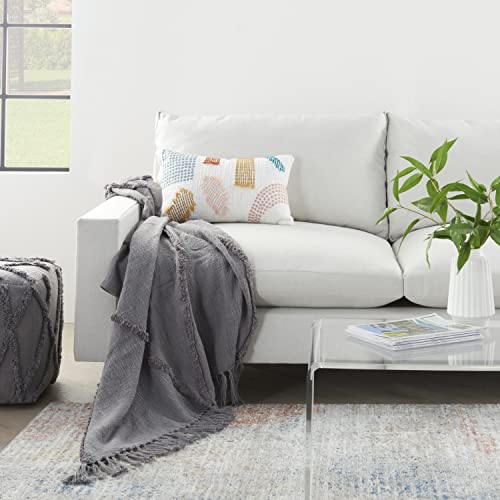 Mina Victory Life Styles Tufted Abstract Diamond Grey 50" x 60" Throw Blanket