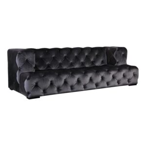 american home classic jasper 16" velvet and solid wood sofa in silver