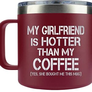 Fathers's Day Gifts for Boyfriend from Girlfriend - Boyfriend Fathers Day - Funny Gifts for Boyfriend - Boyfriend Birthday Gifts - Gifts for Him -Present for Boyfriend Novelty Coffee Mug 14oz, Red