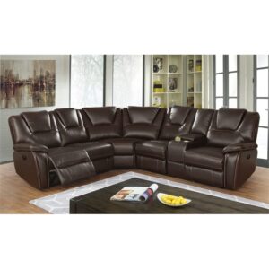 galaxy home furnishings hong kong power reclining sectional with faux leather in brown