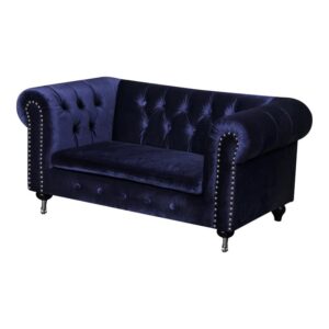 american home classic claire 10" velvet upholstered dog's sofa in navy