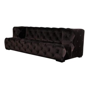 American Home Classic Jasper 16" Velvet and Solid Wood Sofa in Chocolate