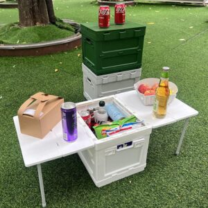 E-Z Foldable Storage Bins - Multifunctional Containers Collapsible Space Saving Expendable Camping Dining Table Lightweight