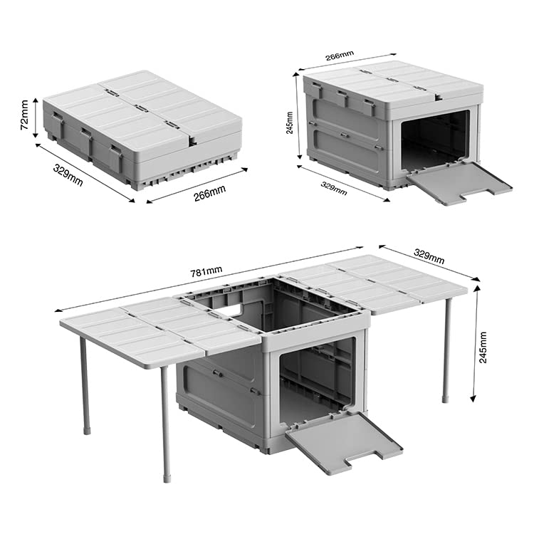 E-Z Foldable Storage Bins - Multifunctional Containers Collapsible Space Saving Expendable Camping Dining Table Lightweight