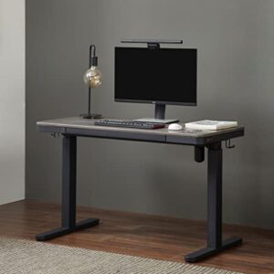 kowo electric standing desk with drawers integrated wireless charger, 48" adjustable height whole piece desktop home office computer desk, grey oak/black