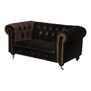 american home classic claire 10" velvet dog's sofa in gold and chocolate