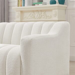 Ashcroft Furniture Co Ballen Modern Living Room Luxury Tight Tufted Back Cream Boucle Fabric Couch