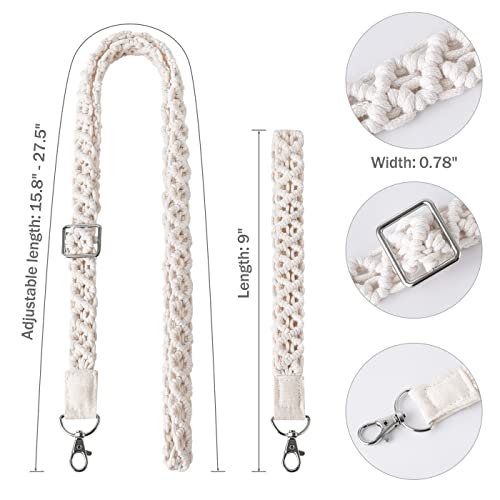 Mkono Macrame Cell Phone Lanyard For Phone Case Universal Set of 2 Adjustable Neck Phone Strap with Boho Woven Wrist Straps Key Chain Holder for Keys ID Card, Phone Lanyards for Around Neck