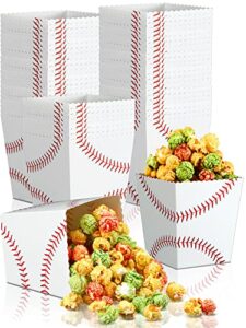 50 pcs baseball popcorn boxes paper cardboard popcorn buckets baseball print popcorn bags popcorn container for baseball party favors supplies, sports themed birthday party decorations gift