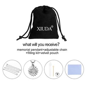 XIUDA Sunflower Cremation Urn Necklace for Ashes Keepsake Cremation Jewelry for Human Ashes Stainless Steel Ashes Holder with Flower