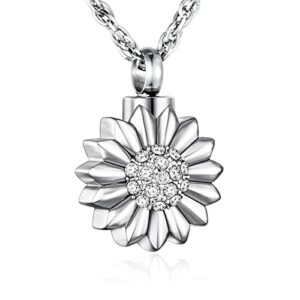 xiuda sunflower cremation urn necklace for ashes keepsake cremation jewelry for human ashes stainless steel ashes holder with flower