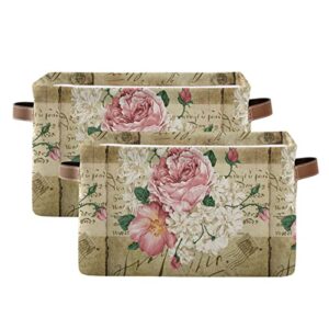 ALAZA Shabby Chic Pink Rose Floral Foldable Storage Box Storage Basket Organizer Bins with Handles for Shelf Closet Living Room Bedroom Home Office 1 Pack