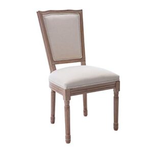 GOOLON Dining Chair Set of 2 French Style Fabric Upholstered Chair for Dining Room Square Backrest Country Bistro Mid Century Armless Chair for Kitchen Dining Room Beige