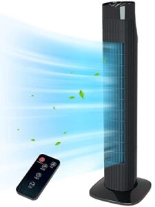 uthfy tower fan for bedroom, quiet oscillating fan for indoors with 7.5h timer, 3 speeds 3 modes, portable standing bladeless fan that blow cold air, for office, room, living room, 32 inch