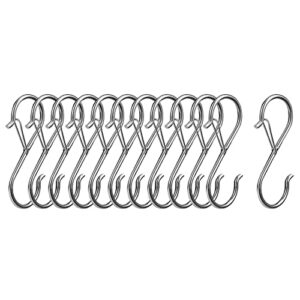 8 pack heavy duty s hooks stainless steel s shaped hooks hanging hangers for kitchenware spoons pans pots utensils clothes bags towers tools plants heavy duty rustproof safety buckle design (silver)