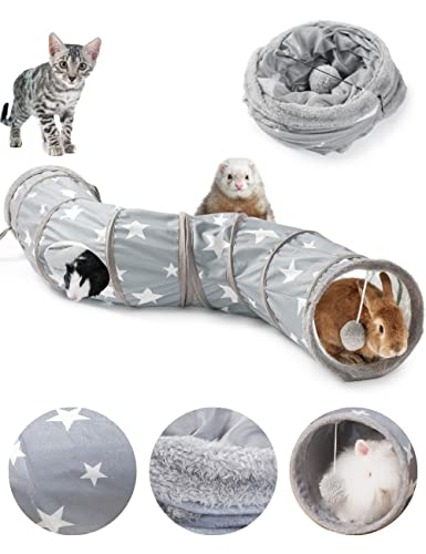 Kitty Cat Tunnel Rabbit Hideout Tunnels and Tubes Bunny Toys for Guinea Pig Ferret Accessories Hideway Hides Tunnel