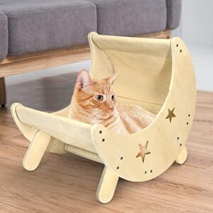 VOOTTOU Cat Hammock, Cat and Dog Moon Hammock Bed Cat Furniture for Indoor Cats, Wooden Elevated Cooling Pet Bed for Cats and Small Dogs, Modern Cat Bed Furniture Cat Shelf, Gift for Cat