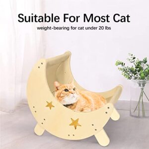 VOOTTOU Cat Hammock, Cat and Dog Moon Hammock Bed Cat Furniture for Indoor Cats, Wooden Elevated Cooling Pet Bed for Cats and Small Dogs, Modern Cat Bed Furniture Cat Shelf, Gift for Cat