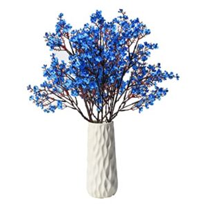 Mandy's 6 Bundles Royal Blue Flowers Silk Babys Breath Artificial Flowers Fall Flowers Gypsophila Bouquet 19.7" for Home Kitchen Wedding Party Decorations (Vase not Include)