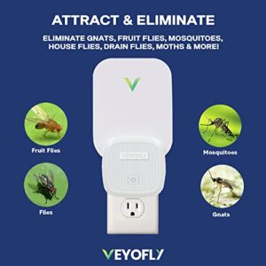 VEYOFLY Fly Trap, Plug in Flying Insect Trap, Fruit Fly Traps for Indoors- Safer Home Indoor- Bug Light Indoor Plug in- Mosquito Trap, Fruit Fly Killer, Gnat Trap, Flea Trap- (1 Device+3 Glue Boards)