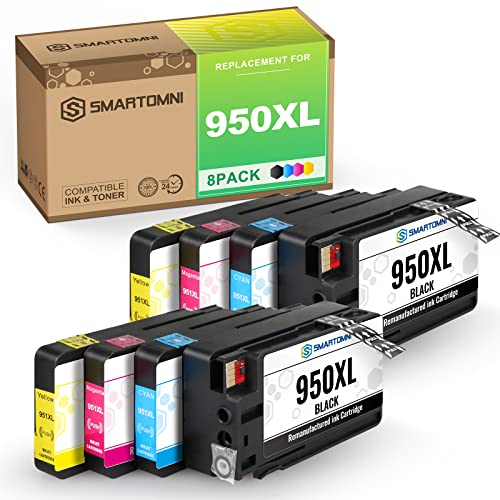 S SMARTOMNI 950XL 951XL 950 951 Compatible Ink Cartridge Replacement for use in HP OfficeJet Pro 251dw 276dw 8100 8110 8600 8610 8615 8616 8620 8625 8630 8630 8640 8650(2K+2*C/M/Y, 8 Pack)