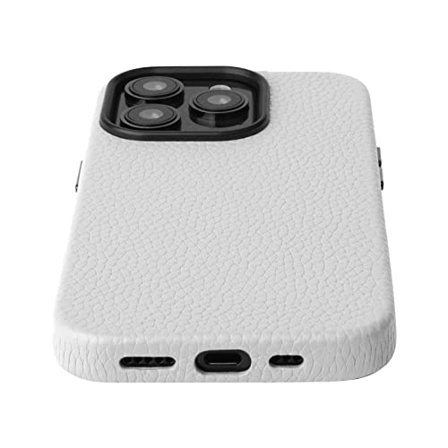 Leather Case for iPhone 14 Pro Max with Apple Mag-Safe, Genuine Leather,Anti-Scratch (White)