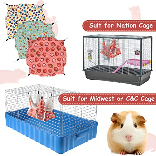 Bonjin Pet Small Animal Hanging Hammock, Ferret Squirrel Bunkbed Hammock Cage Toy for Hamster Rat Sugar Glider Parrot Guinea Pig Hideout Play Sleep (Strawberry X 2pcs)