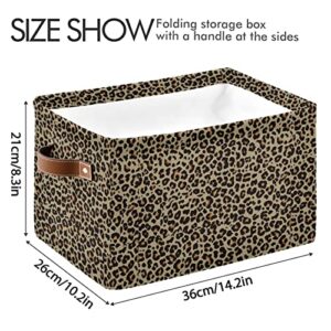 ALAZA Cheetah Leopard Print Animal Skin Foldable Storage Box Storage Basket Organizer Bins with Handles for Shelf Closet Living Room Bedroom Home Office 1 Pack