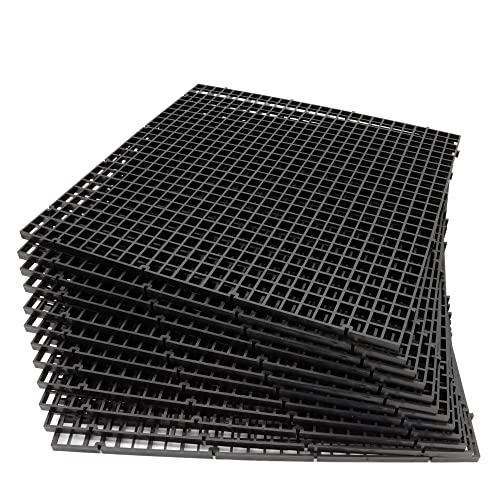 ALEGI 12 Pcs Aquarium Fish Tank Divider Plastic Egg Crate Aquarium Filter Bottom Tray Grid Isolation Board Partition Net Pane Separator (L 12pcs Black)