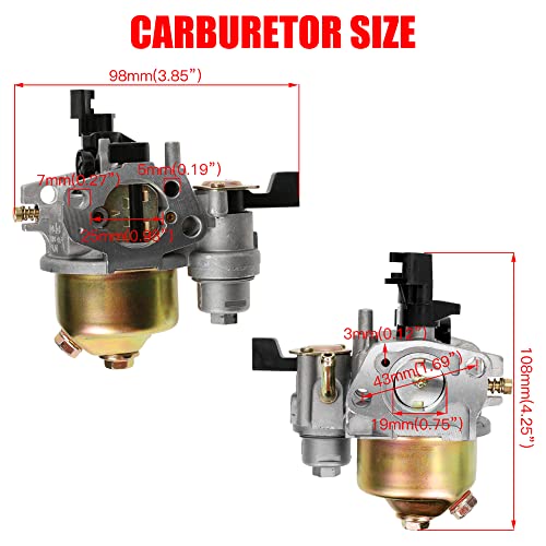 GREHUA Gas Fuel Tank Carburetor Carb Kit for Predator 212cc 196cc 6.5hp GX160 GX200 Coleman CT200U BT200X KT196 Baja Warrior Massimo MB200 Hammerhead 80T Go Kart Engine Mini Bike Performance Parts