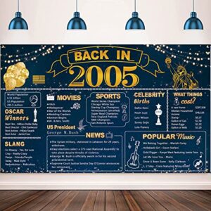 darunaxy 18th birthday blue gold party decoration for boy, blue back in 2005 banner for girls 18 years old birthday party poster supplies vintage 2005 backdrop background 18th class reunion for men