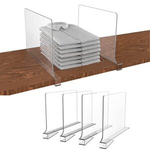 daoteper 4 pack shelf dividers for closet organization,acrylic clear shelve divider multifunctional clothes organizer purse shelf separators for bedroom, kitchen cabinets, office