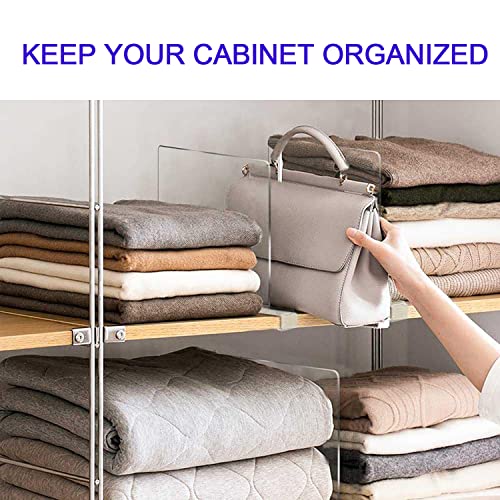 Daoteper 4 Pack Shelf Dividers for Closet Organization,Acrylic Clear Shelve Divider Multifunctional Clothes Organizer Purse Shelf Separators for Bedroom, Kitchen Cabinets, Office