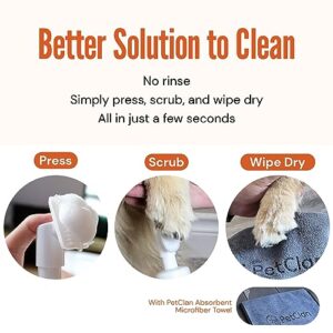 PetClan Citrus Naturally Formulated Dog Paw Cleaner with 'Squarub' Brush|USA Brand|No-Rinse Sulfate-Free Dry Shampoo For Dogs|Gift Box with Microfiber Absorbent Towel