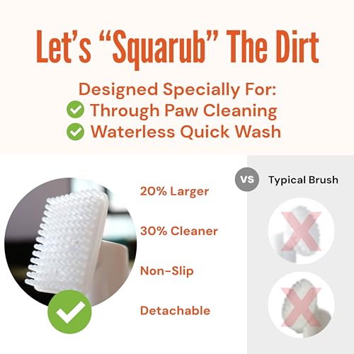 PetClan Citrus Naturally Formulated Dog Paw Cleaner with 'Squarub' Brush|USA Brand|No-Rinse Sulfate-Free Dry Shampoo For Dogs|Gift Box with Microfiber Absorbent Towel