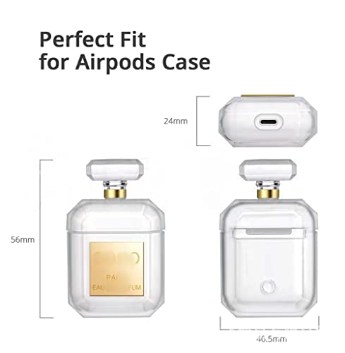EDENTOY for AirPods 2 & 1 Case Perfume Bottle Design with Keychain & Fur Ball Soft Silicone Shockproof Cute AirPod 2 & 1 Cases Cover Skin for Girls and Women - AirPod 2 & 1